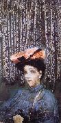 Mikhail Vrubel The portrait of Isabella in front of birch France oil painting artist